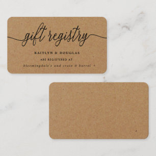 Carte D'accompagnement Registre de cadeaux Rustic Kraft Script