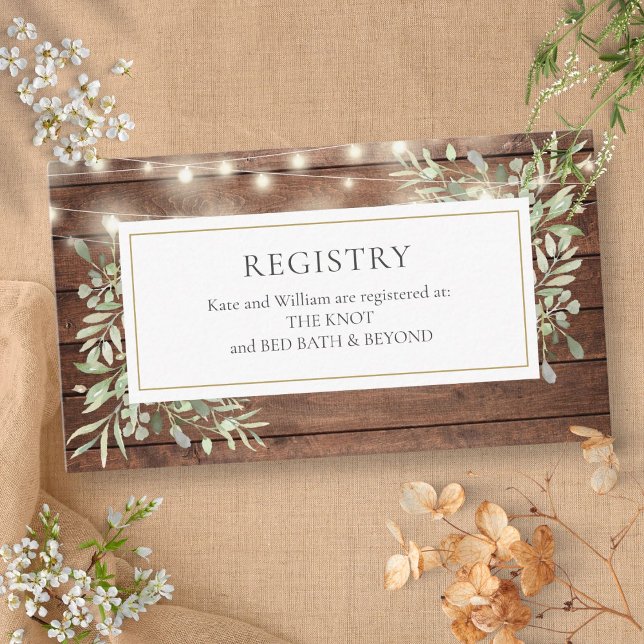 Carte D'accompagnement Registre de cadeaux Wedding shower de vol de feux  (Rustic Lights Foliage Wedding Shower Gift Registry Enclosure Card)