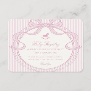 Carte D'accompagnement Registre de Cheval à Bascule Rose Coquette