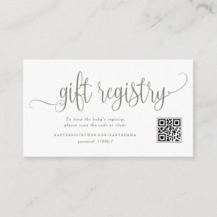 Carte D'accompagnement Registre de code QR du Baby shower de script vert 