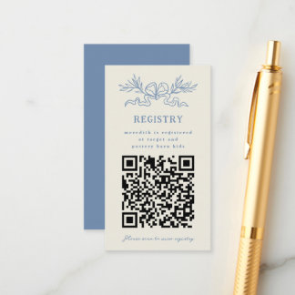 Carte D'accompagnement Registre de code QR pour Baby Shower Ruban Bleu 