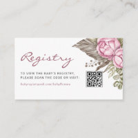 Registre de code QR pour bébé Fleurs roses aquarel