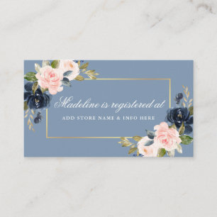 Carte D'accompagnement Registre de Fêtes des mariées florales bleu-duché 