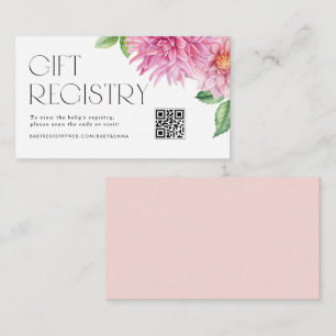 Carte D'accompagnement Registre de Liste de Naissance avec Code QR Fleurs