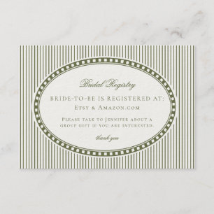 Carte D'accompagnement Registre de mariage à carreaux harlequin vert oliv