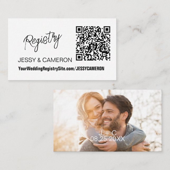 Carte D'accompagnement Registre de Mariage de code QR photo personnalisée (Devant / Derrière)