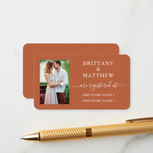 Carte D'accompagnement Registre de mariage en calligraphie photo Terracot