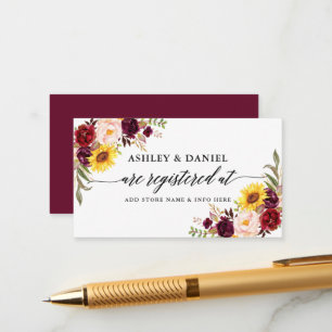 Carte D'accompagnement Registre de mariage floral aquarelle calligraphié