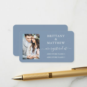 Carte D'accompagnement Registre de mariage photo calligraphie Bleu poussi