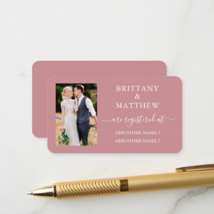 Carte D'accompagnement Registre de mariage photo calligraphié Rose Poussi