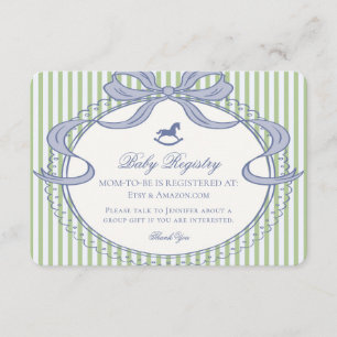 Carte D'accompagnement Registre de naissance Cheval à bascule Ruban Coque