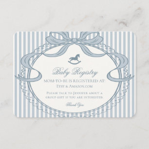 Carte D'accompagnement Registre de naissance Cheval à bascule Ruban Coque