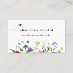 Carte D'accompagnement Registre des Baby showers abeilles et Fleurs sauva