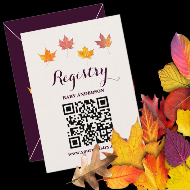 Carte D'accompagnement Registre des Baby showers d'automne Feuille Maple (Créateur téléchargé)