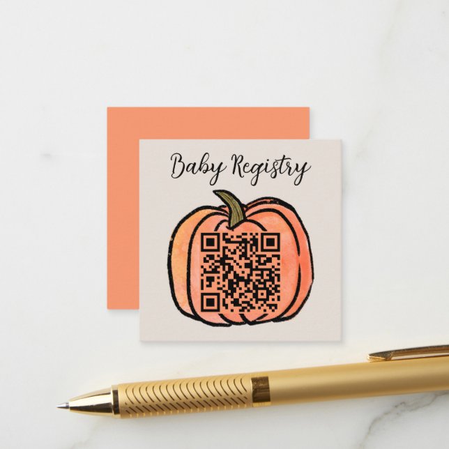 Carte D'accompagnement Registre des Baby showers de Citrouille orange de  (Devant/Arrière en situation)