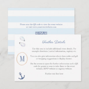 Carte D'accompagnement Registre des Baby showers de monogrammes côtiers C