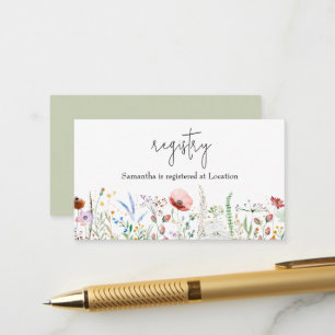 Carte D'accompagnement Registre des Baby showers fleurs sauvages