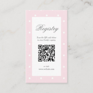 Carte D'accompagnement Registre des Baby showers Pois rose et blanc clair
