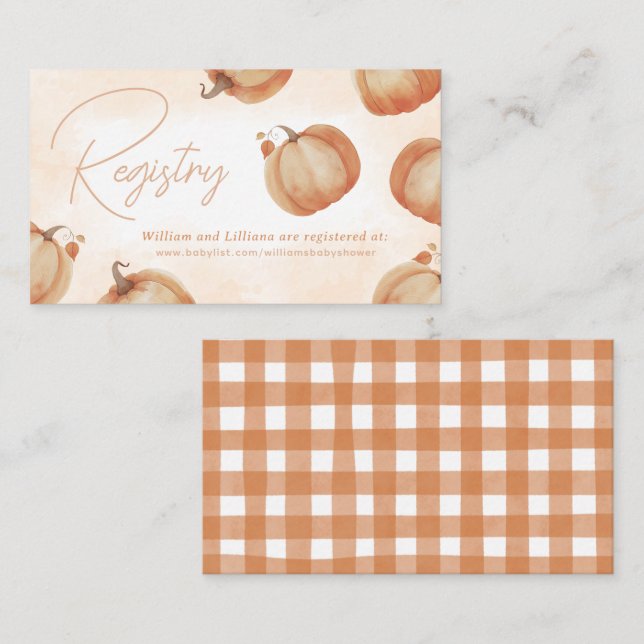 Carte D'accompagnement Registre des cadeaux Citrouilles d'automne (Devant / Derrière)