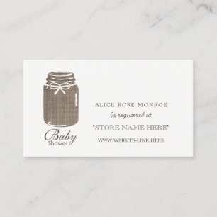 Carte D'accompagnement Registre des cadeaux de Baby shower de bocal de Bu