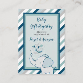 Carte D'accompagnement Registre des cadeaux de Baby shower d'éléphants de