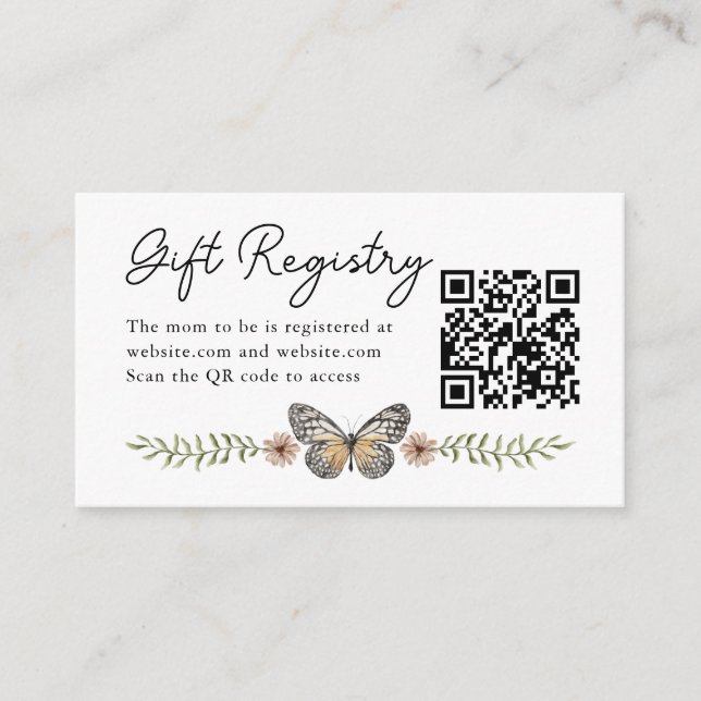 Carte D'accompagnement Registre des cadeaux de Baby shower fleur sauvage (Devant)
