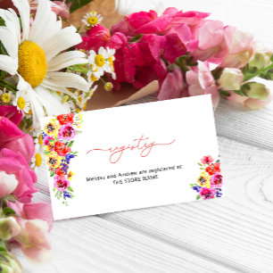 Carte D'accompagnement Registre des cadeaux de Jardin Floral Coloré
