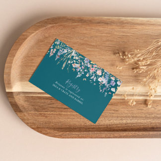 Carte D'accompagnement Registre des cadeaux de Mariage vert Fleur sauvage