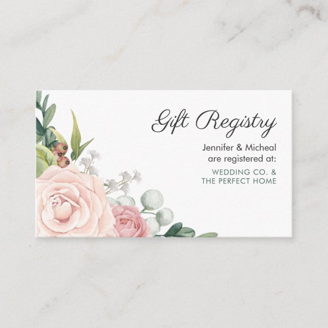 Carte D'accompagnement Registre des cadeaux des Mariages de fleurs Roses  (Devant)