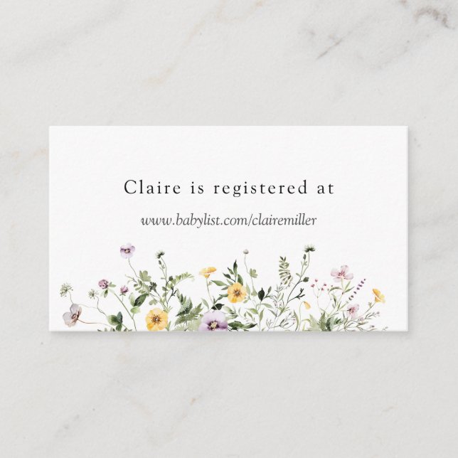 Carte D'accompagnement Registre des douches Fleur sauvage Delicate (Devant)