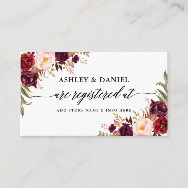 Carte D'accompagnement Registre des Mariages de calligraphie florale de B (Devant)