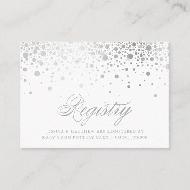 Carte D'accompagnement Registre des Mariages de Faux Silver Foil Confetti (Devant)