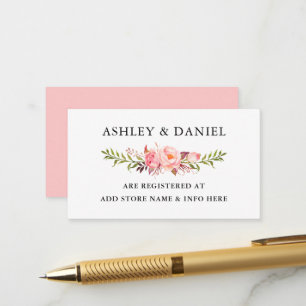 Carte D'accompagnement Registre des Mariages floraux rose-rose Aquarelle