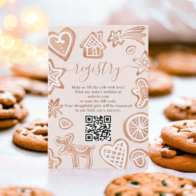 Carte D'accompagnement Registre des petits baby showers de biscuits d'hiv (Cute winter little cookie baby shower registry enclosure card)