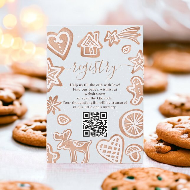 Carte D'accompagnement Registre des petits baby showers de biscuits d'hiv (Cute winter little cookie baby shower registry enclosure card)