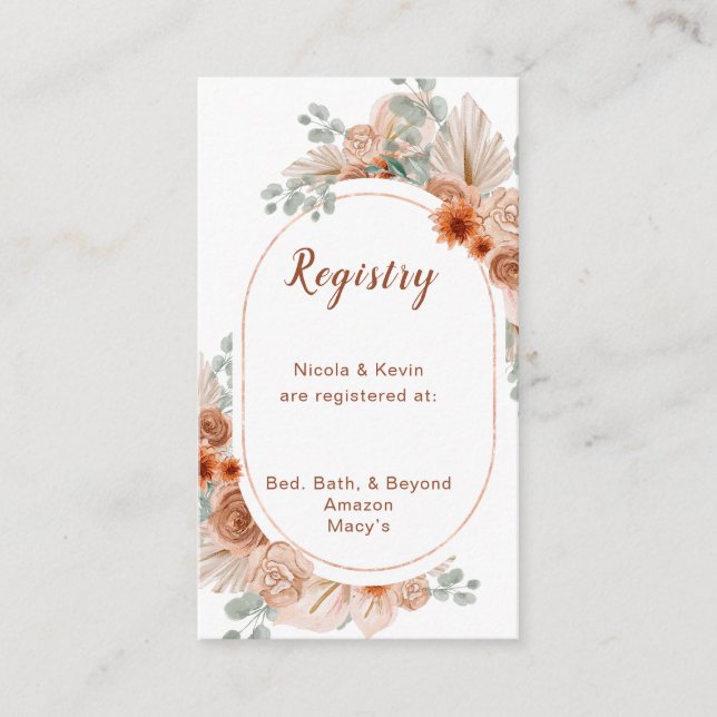 Carte D'accompagnement Registre d'herbe Boho Terracotta Pampas (Devant)