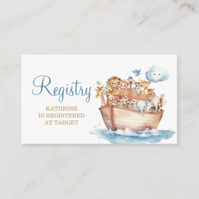 Carte D'accompagnement Registre du Baby shower animal de l'arche de Cute  (Devant)