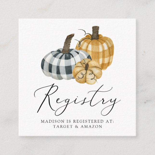 Carte D'accompagnement Registre du Baby shower Citrouille (Devant)