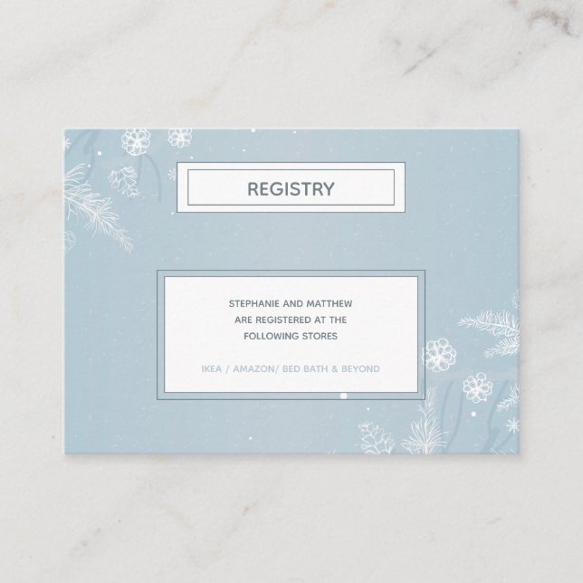 Carte D'accompagnement Registre du Baby shower d'hiver de Fléau de neige  (Devant)
