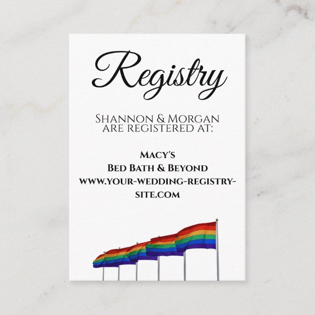 Carte D'accompagnement Registre du Mariage Gay pride Rainbow Flags (Devant)