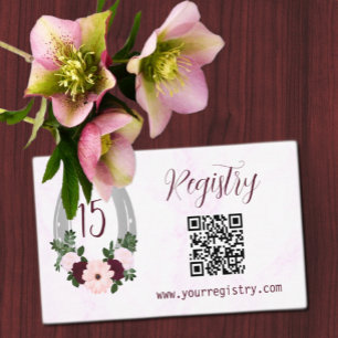 Carte D'accompagnement Registre Floral Western Horseshoe Quinceanera