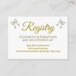 Carte D'accompagnement Registre Mariage Elegant Gold Ribbons and Bows