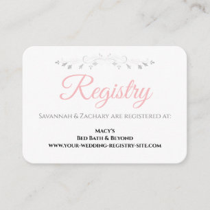 Carte D'accompagnement Registre Mariage simple en argent rose clair