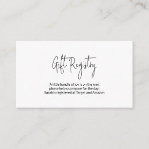 Carte D'accompagnement Registre simple de cadeaux de Baby shower