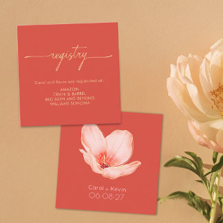 Carte D'accompagnement Registre wedding shower rouge de pamplemousse mode