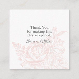 Carte D'accompagnement Remerciement de mariage élégant rose pâle et blanc