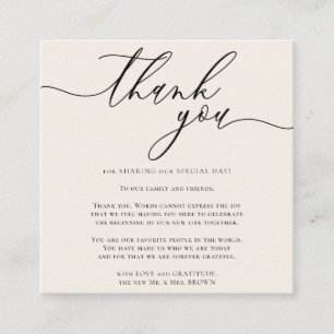 Carte D'accompagnement Remerciement de style script beige ivoire Merci