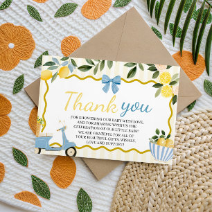 Carte D'accompagnement Remerciements pour Baby Shower Italien au Citron
