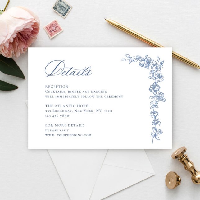 Carte D'accompagnement Renaissance Ornate Dusty Blue Détails du Mariage (Créateur téléchargé)
