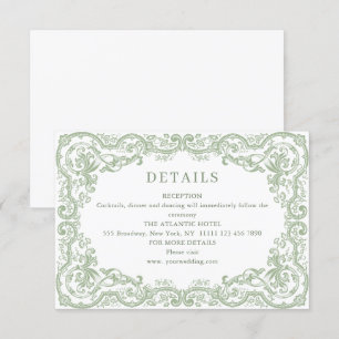 Carte D'accompagnement Renaissance Ornate Sage Green Détails du Mariage